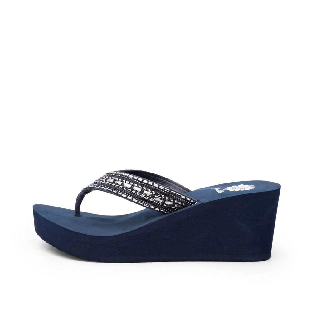 YELLOW BOX Emmil NAVY Wedge Sandal MEDIUM WIDTH NEW FIRM PRICE ( no bargains)
